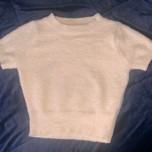 Allie Rose Cozy Cream Short-Sleeve Women's Sweater